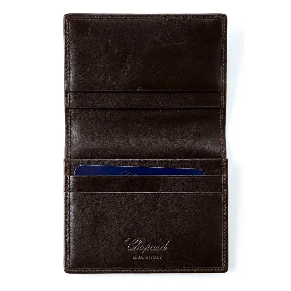 Chopard Men's Brown Leather Bifold ID Card Holder Wallet ITALY